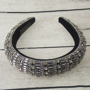 Natalie Mills Silver Padded Headband Bling Gems Rhinestones Fashion Handmade